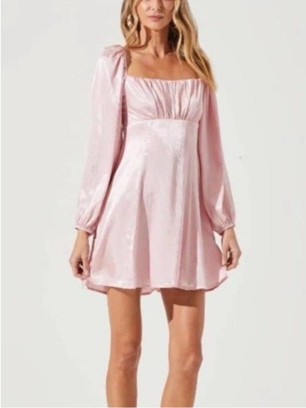 ASTR the Label Babydoll Long Sleeve Mini Dress PINK